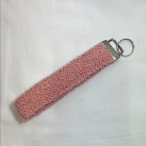Handmade Pink Teddy Bear Textured Keychain Wristlet